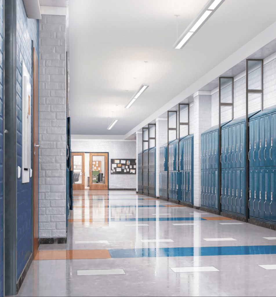 school hallway with syncline