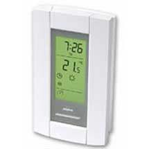 white thermostat with temperature reading 21.5